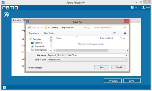 Repairing Uncompressed AVI - Save Repaired RAR File